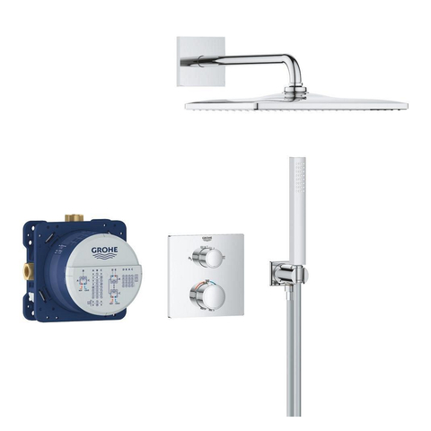 Grohe QuickFix Precision Thermostat Perfect Inbouw Douchesysteem - Vitalio Rain Mono 310 Cube hoofddouche - chroom SW1120181