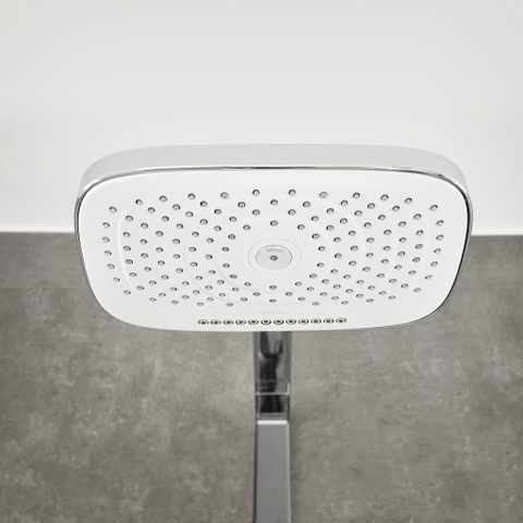 Hansgrohe Raindance Select E 300 - showerpipe: - met Showertablet - 300 opbouwkraan - thermostatisch - met handdouche - 3jet en hoofddouche - 3jet wit/chroom - thermostaat - wit chroom 0452234
