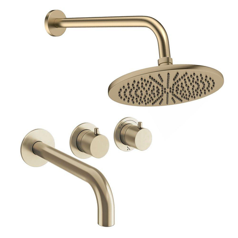 Crosswater MPRO Module ensemble de douche pluie encastré – douche de tête Ø 30 cm – 2 leviers – bec de bain – laiton brossé SW1472397