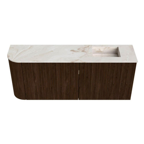 Mondiaz JOYA-DLUX 101.6cm meuble de salle de bains - arrondi gauche couleur Walnut - Vasque FAYE position Droite 1 trou de robinet couleur Frappe. SW1422315
