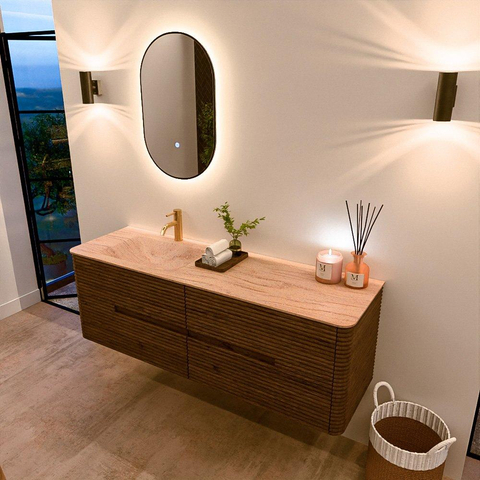 Mondiaz CIRO-DLUX Meuble de salle de bains - 150x45x50cm - Lavabo solid surface Saba - 1 vasque à gauche - 1 trou de robinet - 4 tiroirs - Dusk SW1533341