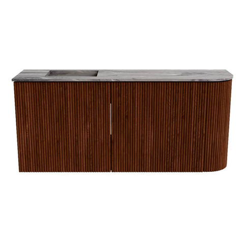 Mondiaz JOYA-DLUX 91.6cm toiletmeubel - ronding rechts kleur Ruby - Wastafel FAYE positie Links Zonder kraangat kleur Sombra. SW1425696