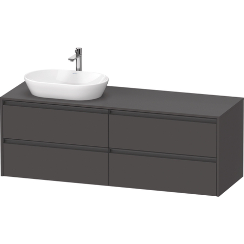 Duravit Ketho.2 Wastafelonderbouwkast - inclusief consoleplaat - met 4 laden - voor waskom links - 160x55x56.8cm - met handgrepen antraciet - grafiet mat SW772982