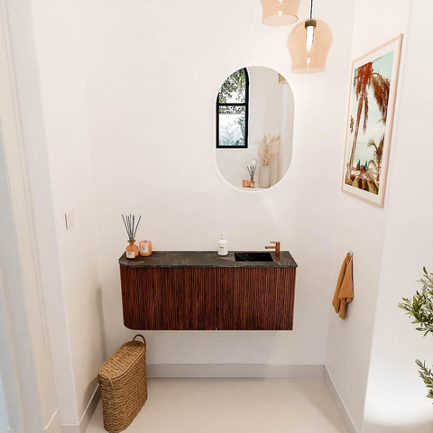 Mondiaz JOYA-DLUX 101.6cm toiletmeubel - ronding links kleur Ruby - Wastafel FAYE positie Rechts 1 kraangat kleur Lava. SW1423666