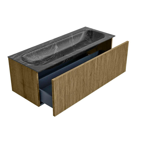 Mondiaz KURVE-DLUX Ensemble de meuble de salle de bains - 120x46x40cm - 1 tiroir - lavabo solid surface - central - sans trou de robinet - Dusk SW1415279