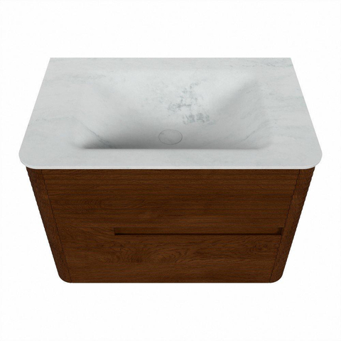 Mondiaz CIRO-DLUX Ensemble de meubles de salle de bains - 70x45x50cm - Plan-vasque solid surface Opalo - 1 vasque au centre - 1 trou de robinet - 2 tiroirs - Ruby SW1531537