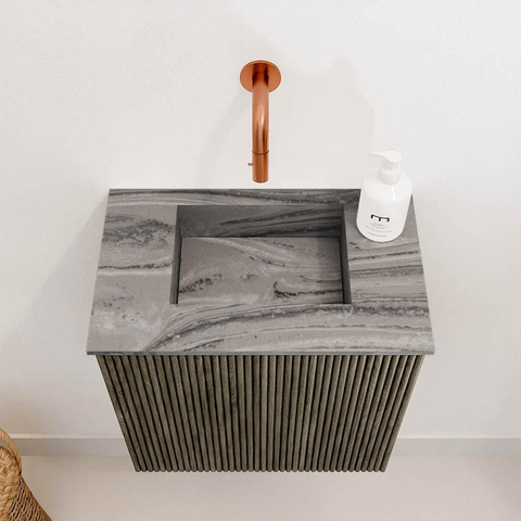 Mondiaz JOYA-DLUX 40cm toiletmeubel - kleur Shadow - Wastafel FAYE positie Midden Zonder kraangat kleur Sombra. SW1425171