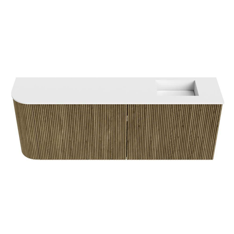 Mondiaz JOYA 111,6cm meuble WC - arrondi à gauche couleur Dusk - Lavabo FAYE position droite sans trou de robinet couleur Talc. SW1421612