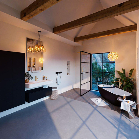 Mondiaz ALAN-DLUX Ensemble de meuble - 100cm - meuble Urban mat - 1 tiroir - Lavabo Cloud Ostra suspendu - vasque Centre - 1 trou de robinet SW807414
