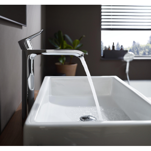 Hansgrohe Metris 1 greeps wastafelkraan - 260 met trekwaste - hoogglans chroom 0450908