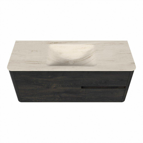Mondiaz CIRO-DLUX Badkamermeubelset - 120x45x50cm - Solid surface wastafel Meli - 1 wasbak Midden - zonder kraangaten - 2 lades - Shadow SW1532510