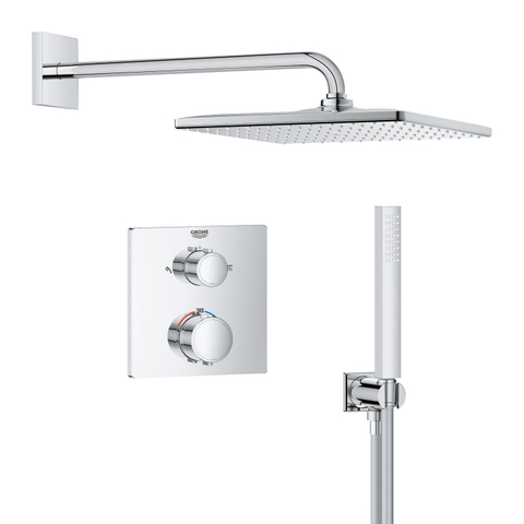 Grohe QuickFix Precision Thermostat Perfect Inbouw Douchesysteem - Vitalio Rain Mono 310 Cube hoofddouche - chroom SW1120181