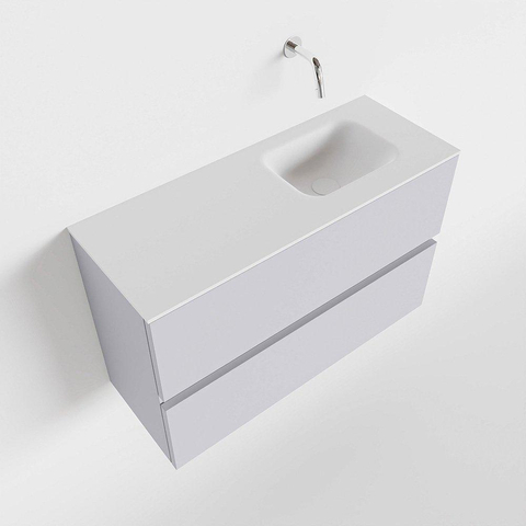 MONDIAZ ADA Toiletmeubel 80x30x50cm met 0 kraangaten 2 lades cale mat Wastafel Lex rechts Solid Surface Wit SW472742