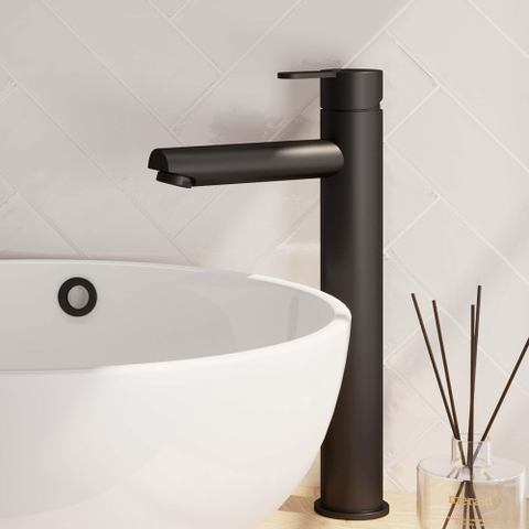 Brauer Black Edition Robinet de lavabo rehaussé économiseur d'énergie Noir mat SW385383