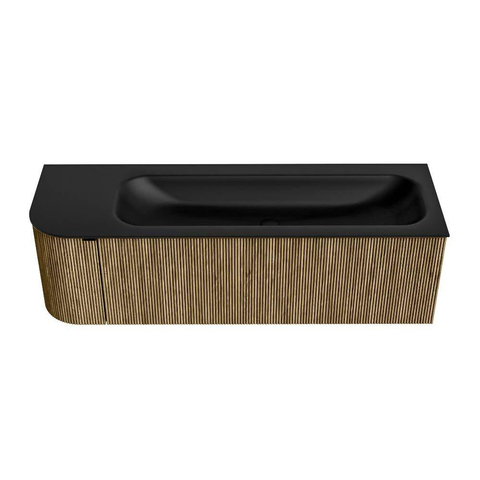 Mondiaz KURVE Badkamermeubelset - 145x46x40cm - 1 lade - 1 deur - wastafel solid surface - rechts - 2 kraangaten - Dusk SW1414843