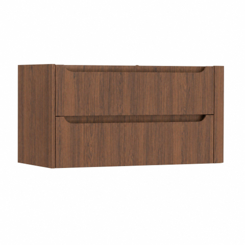 H&R Meubles de salle de bains Juice meuble sous vasque - 100x45x50cm - angle droit arrondi - 2 tiroirs - poignée intégrée - Chêne foncé SW1489229