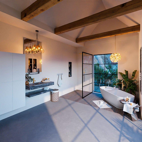 Mondiaz ALAN-DLUX Ensemble de meuble - 100cm - meuble Lava mat - 0 tiroirs - Lavabo Cloud Lava suspendu - vasque Gauche - 1 trou de robinet SW809221
