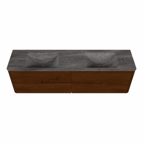 Mondiaz CIRO-DLUX Meuble de salle de bains - 180x45x50cm - Plan vasque solid surface Oza - 2 lavabos Double - 2 trous de robinetterie - 4 tiroirs - Ruby SW1532135