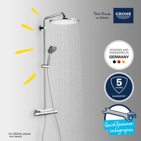 Grohe Vitalio Joy ensemble de douche pluie apparent – thermostatique – douche de tête Ø 31 cm – barre de douche 112 cm – porte-savon – chrome SW568372