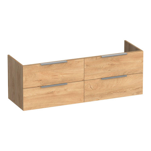 BRAUER Elevate meuble sous-lavabo 140 sans poignées posées 4 tiroirs à fermeture en douceur et 2 découpes pour siphon - Forest Tan SW1200097
