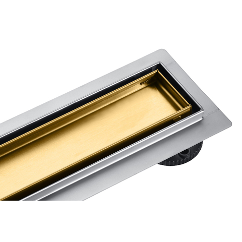 FugaFlow Eccelente Caniveau de douche Anta - 60cm - grille à carreaux - bride de sol - Laiton brossé PVD (Or) SW1467918