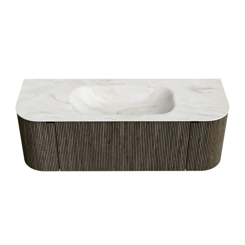 Mondiaz KURVE-DLUX Ensemble de meuble de salle de bains - 130x46x40cm - 1 tiroir - 2 portes - vasque solid surface - centrale - sans trou de robinet - Shadow SW1414446