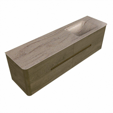 Mondiaz CIRO-DLUX Badkamermeubelset - 170x45x50cm - Solid surface wastafel Saba - 1 wasbak Rechts - zonder kraangaten - 4 lades - Dusk SW1533358