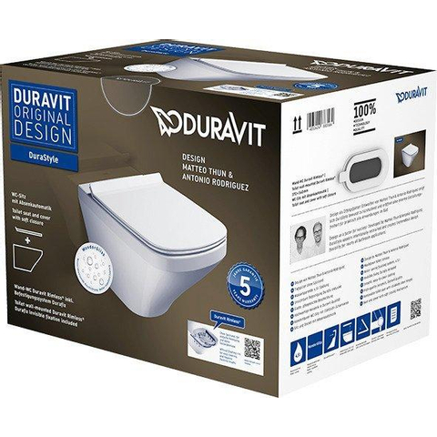 Duravit Durastyle Wandclosetpack - met wandcloset - diepspoel - rimless - met verdekte bevestiging - 37x54cm - met wondergliss m - spoelrandloos - softclose - wit SW358499
