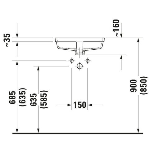 Duravit Vero Onderbouwwastafel - 46.5x35cm - zonder kraangat - met overloop - wit SW223282
