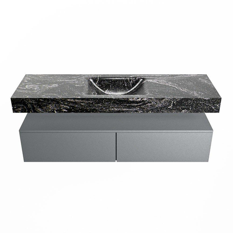 Mondiaz ALAN-DLUX Ensemble de meuble - 150cm - meuble Plata mat - 2 tiroirs - Lavabo Cloud Lava suspendu - vasque Centre - 0 trous de robinet SW808467