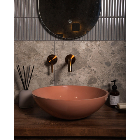 Zeza Element Waskom - 41x41x14cm - solid surface - glans peach (oranje/roze) SW1439451