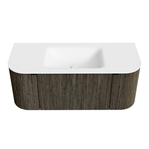 Mondiaz KURVE Ensemble de meuble de salle de bains - 110x46x40cm - 1 tiroir - 2 portes - lavabo solid surface - central - sans trou de robinet - Shadow SW1414222