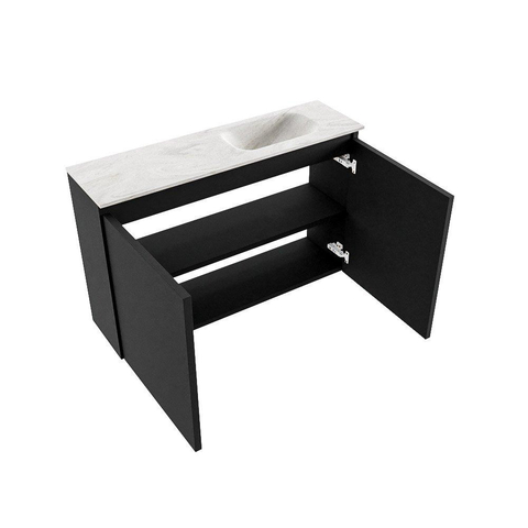 MONDIAZ TURE-DLUX Meuble de toilettes 80 cm Urban. EDEN lavabo Ostra position à droite. Avec 1 trou de robinet. SW1104729
