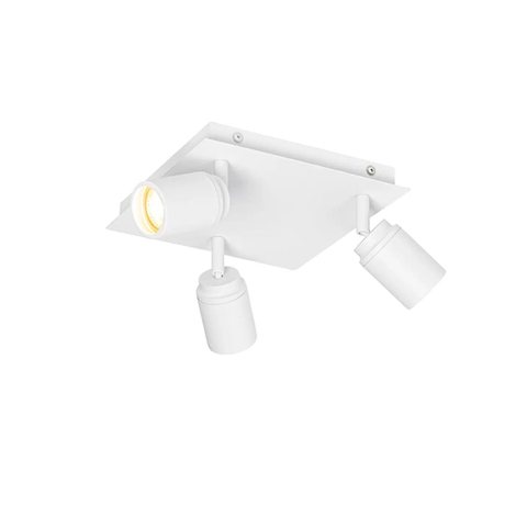 QAZQA Ducha badkamer plafondlamp - 23x23cm - 3 spots - IP44 - vierkant - mat wit TWEEDEKANS OUT14222