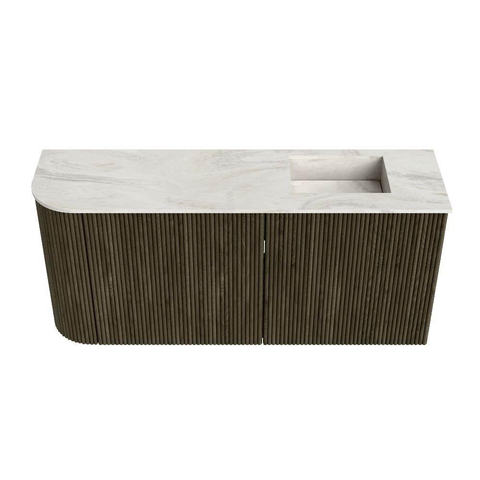 Mondiaz JOYA-DLUX 91.6cm toiletmeubel - ronding links kleur Shadow - Wastafel FAYE positie Rechts Zonder kraangat kleur Ostra. SW1423028