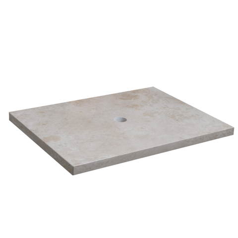 Saniclass Travertine Plan de vasque - 60x46cm - sans trous de robinet - 1 découpe pour siphon - pierre naturelle mouchetée SW1242425