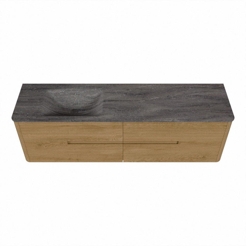 Mondiaz CIRO-DLUX Badkamermeubelset - 170x45x50cm - Solid surface wastafel Oza - 1 wasbak Links - 1 kraangat - 4 lades - Oak SW1531153