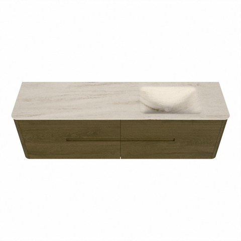 Mondiaz CIRO-DLUX Badkamermeubelset - 170x45x50cm - Solid surface wastafel Meli - 1 wasbak Rechts - zonder kraangaten - 4 lades - Dusk SW1533183
