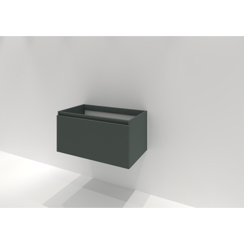 H&R Badmeubelen Matrix Wastafelonderkast - 80x44.8x40cm - 3D-front - 1 lade - greeploos met greeplijst - petrol mat SW757131