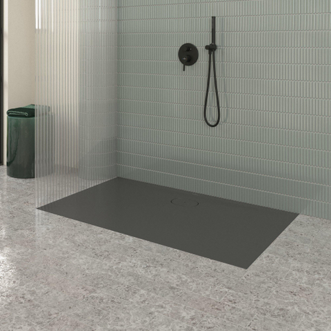 Villeroy & Boch Ecora douchebak - 140x80x3.5cm - afvoer lange zijde - anthracite (antraciet) SW1558949