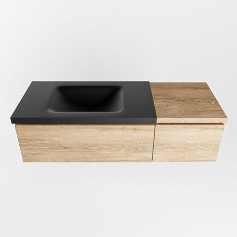 MONDIAZ BUKLA Meuble de salle de bains 120 cm avec module 40 couleur Chêne blanchi avec 2 tiroirs. Lavabo CLOUD gauche 0 trous de robinet couleur Urban. SW1382073