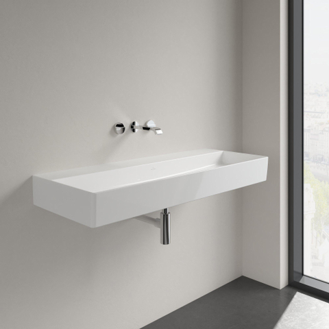 Villeroy & Boch memento 2.0 wastafel - voor handdoekhouders - 120x47cm - zonder overloop - zonder kraangat CeramicPlus - White Alpine (glans wit) SW336041