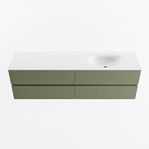 Mondiaz VICA Ensemble meuble de salle de bains - 170cm - army - 4 tiroirs - Lavabo MOON - à droite - 1 trou de robinet - couleur talc - Version XL 60cm de hauteur SW1189221