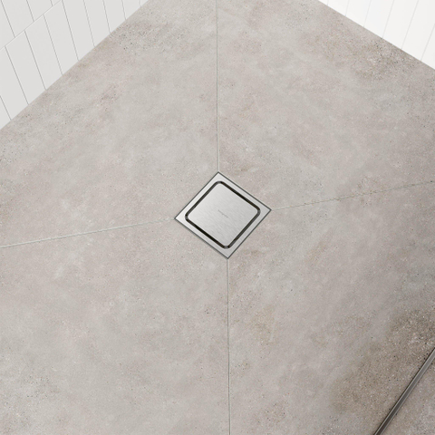Hansgrohe RainDrain Spot Plus - 15x15cm - hoogte verstelbaar frame - brushed stainless steel SW1590445