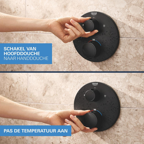 Grohe Precision Showerset - compleet - handdouche diameter 11cm - 2 straalsoorten - hoofddouche diameter 25cm - matte black (mat zwart) SW1126466