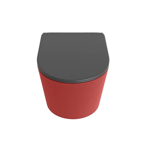 Mondiaz LAVIE WC suspendu – sans bride – 36 x 53 cm – avec abattant softclose – Fire (rouge), abattant Dark grey (gris) SW1208600