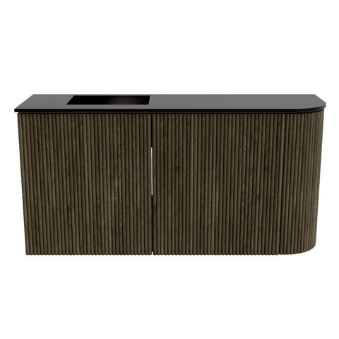 Mondiaz JOYA 81.6cm meuble de salle de bains - arrondi droit couleur Shadow - Vasque FAYE position Gauche 1 trou de robinet couleur Urban. SW1421533