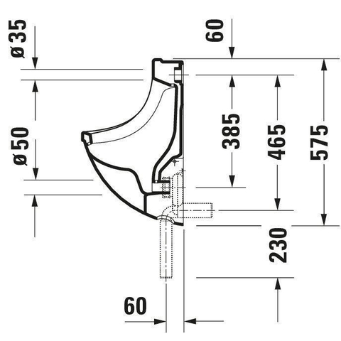 Duravit Starck 3 Urinoir afzuigend - met achterinlaat - met bevestiging - wit 0314803