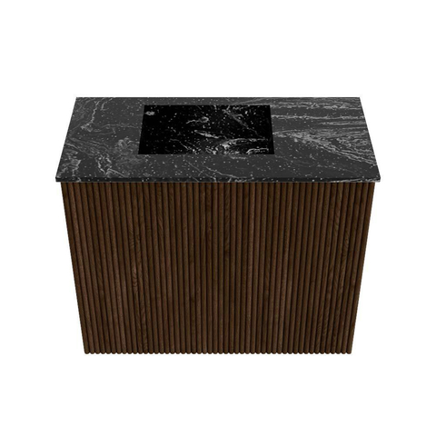 Mondiaz JOYA-DLUX 50cm meuble de salle de bains - couleur Walnut - Vasque FAYE position Gauche 1 trou de robinet couleur Lava. SW1422433