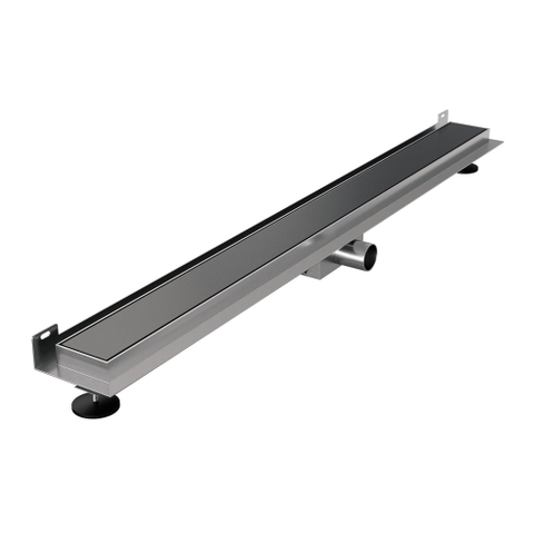 Brauer Caniveau de douche - 100x7.5cm - bride murale - grille à carreler réversible - inox - gunmetal brossé SW891081